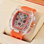 Men's and women's watch 6-Pin Quartz Watch Barrel-Shaped Hollowed Fashion Non-Mechanical Watch Spot Transparent Watch 8087