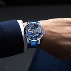 New Winner Watch Men's Fashion Casual Classic Popular Hollow Rhinestone Manual Mechanical Watch SLZg75