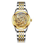 LAOGESHI dragon and phoenix steel strap couple watch mechanical hollow luminous waterproof watch automatic mechanical watch
