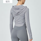 Yoga Sports Jacket Long-Sleeved Women's Workout Clothes Women's yogaTops Zipper Hooded Mesh Hollow running Breathable Yoga Clothes DSL408