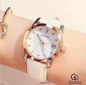 GUOU 8076 Fashion Women's Watches Top Brand Ladies Bracelet Watches For Women Calendar Luxury Diamond Clock
