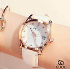 GUOU 8076 Fashion Women's Watches Top Brand Ladies Bracelet Watches For Women casual Calendar Luxury Diamond Clock