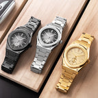 BESTWIN men's watch Round Steel Watch Men's Personality fashion waterproof Quartz Men's casual Watch 936