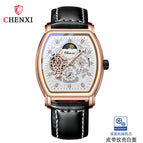 CHENXI new sun moon stars barrel-shaped automatic mechanical watch, luminous hollow mechanical watch CX-8855