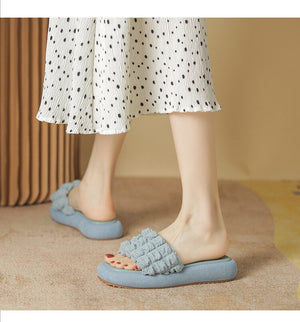 Slippers women's summer 2022 thick bottom one-word slippers outside wear soft bottom sandals women YF261-1A