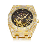 MISSFOX watch European and American explosion models full diamond hollow mechanical watch waterproof luminous stainless steel men's watch V301 Mechanical