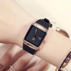 Guou 8161 Fashion Luxury Brand Unisex Men Womens Watches Square Dial Silicone Strap Golden Case Lady Dress Quartz Watch 8161