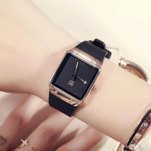 Guou 8161 Fashion Luxury Brand Unisex Men Womens Watches Square Dial Silicone Strap Golden Case Lady Dress Quartz Watch 8161