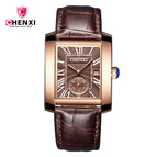 CHENXI men's casual watch fashion leather calendar square quartz needle and figure watch CX-063A