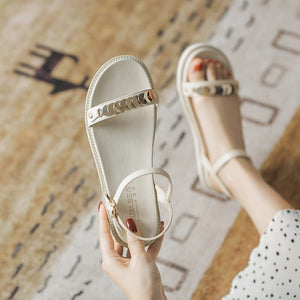 Roman sandals women's 2022 summer new all-match flat shoes sequins soft bottom one word belt sandals women 8500-19