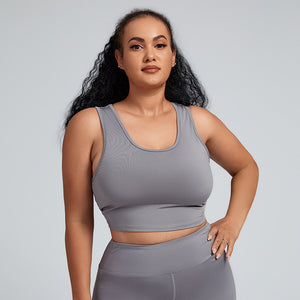 New Large Size Yoga Sports Solid Color Sweat-Absorbent Quick-Drying sports Bra Pullover Sports Vest yoga fitness Top DB7032