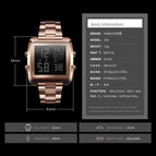 SKMEI1369 Men Fashion Watches New Stopwatch Waterproof Watch Stainless Steel Fashion Digital Wristwatches Male Clock
