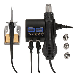 Drillpro 2 in 1 750W 220V/110V Soldering Station Hot Air Gun Heater LCD Digital Display Soldering Iron Welding Rework Station for Cell-phone BGA SMD PCB IC Repair