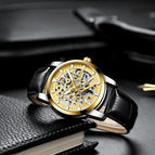 CHENXI2021 New Hollow Automatic Mechanical Watch Men's Waterproof Leather Strap Luminous business men casual Watch CX-8812