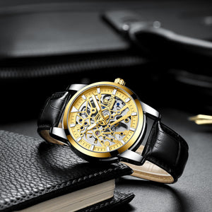 CHENXI2021 New Hollow Automatic Mechanical Watch Men's Waterproof Leather Strap Luminous business men casual Watch CX-8812