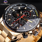 Forsining Men's Automatic Mechanical Steel Belt Watch Luxury Top Brand Men Watches Male Luminous Wristwatch Waterproof Clock for Men