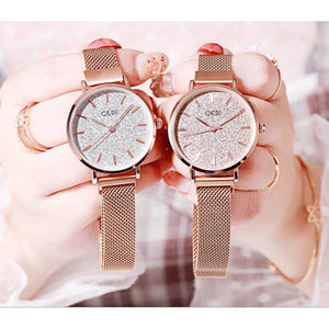 GEDI 12000 Starry Sky Women Fashion Casual Watch Elegant Luxury Stainless Steel Magnetic Strap Waterproof Ladies Diamond Rhinestone Analog Quartz Wristwatch