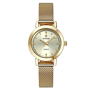 WWOOR Women Dress Watches Luxury Brand Ladies Quartz Watch Stainless Steel Mesh Band Casual Wristwatch 8823
