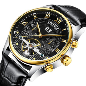 KINYUED Swiss Solid Stainless Steel Band Men's Tourbillon Automatic Mechanical Watch JYD-J009