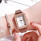 GEDI 3076 Fashion Casual Watch Korea style WomenElegant Luxury Stainless Steel Magnetic Strap Waterproof Ladies Diamond Rhinestone Analog Quartz Wristwatch