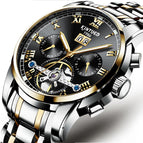 KINYUED Stainless Steel Men's Tourbillon Multi-function Calendar Automatic Mechanical Watch JYD-J014