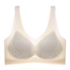 Plus size Thin ice silk beautiful back gather bra wrap chest underwear deep V breathable small chest vest type seamless sleep bra women