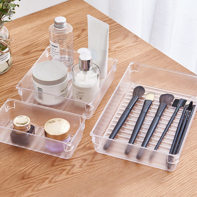 Drawer Organizers Plastic Bathroom Storage Bins Versatile Trays Vanity Dividers Container for Bedroom Dresser Kitchen Office