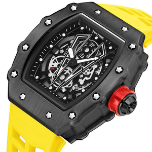Pintime Watch Men's Domineering Barrel Men's Watch Hollow Sports Quartz men casual Watch 8140
