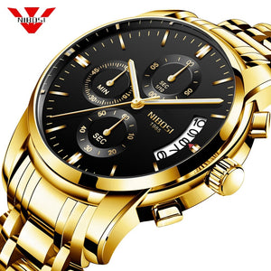 NIBOSI 2353 Fashion Sport Quartz  Men's Watches Full Steel Business Waterproof Watch with box gift for man