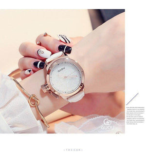 GUOU 8181 Women Watches Ladies Watch Luxury Sparkling Diamond Watch Leather Strap Clock Women's Watches