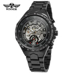 Winner Men's Personality Fashionable Golden All-Steel Hollow Automatic Mechanical men Watch SLZ46