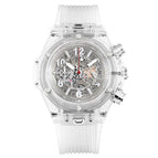 KIMSDUN Men's Fashion Trend Luxury Sports Quartz Chronograph Watch Transparent Watch Military Classic Silicone watches 719D student watch