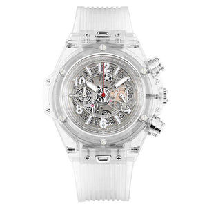 KIMSDUN Men's Fashion Trend Luxury Sports Quartz Chronograph Watch Transparent Watch Military Classic Silicone watches 719D student watch