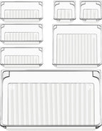 [Local Warehouse] 7 Pcs Drawer Organizers 4-Size Makeup Desk Drawer Organizer Plastic Bathroom Storage Bins Versatile Trays Vanity Dividers Container for Bedroom Dresser Kitchen Office