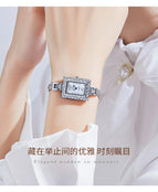 GEDI full diamond small square plate watch new ladies fashion starry delicate light luxury bracelet quartz watch women 1005