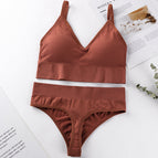 Underwear women's thin no steel ring sexy gathered bra triangle cup beauty vest comfortable panties bra set 1608