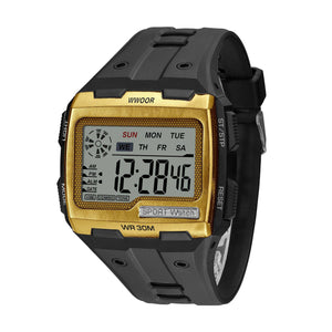 WWOOR 601 Silicone Square LDE Large Screen Display Electronic Watch Luminous Waterproof Style MEN Watch