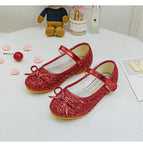 2021 new Korean bow princess children's shoes hook and loop sequined flat shoes for children and girls dancing shoes 1799-25
