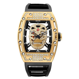 SKONE Space-Time Men's Outdoor Sports Watch New diamond-set openwork skull quartz watch 5146-1