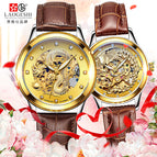 LAOGESHI dragon and phoenix couple watch mechanical hollow luminous leather watch automatic mechanical watch 3688