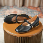 Mary Jane shoes women 2022 new thick-heeled single shoes retro square toe single shoes office lady shoes 189-21