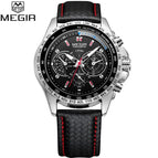 MEGIR 1010 Mens Watches Top Luxury Brand Male Clocks Military Army Man Sport Clock Leather Strap Business Quartz Men Wrist Watch