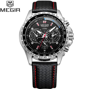 MEGIR 1010 Mens Watches Top Luxury Brand Male Clocks Military Army Man Sport Clock Leather Strap Business Quartz Men Wrist Watch