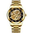 Mohdne Watch Leather Multifunctional Waterproof Gold Watch Dragon Watch Automatic Mechanical Hollow Men's Watch H666