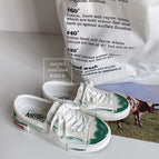 Classic all-match low-cut one-step girl white shoes 2021 fall new cute graffiti canvas shoes 539