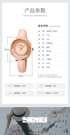 SKMEI women's watch fashion rotatable rhinestone lady student watch casual all-match thin leather ladies quartz watch