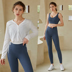 Spring and summer long-sleeved yoga clothes fitness suit women's quick-drying slimming professional high-end fashion running 3 pieces clothes 223+710+807