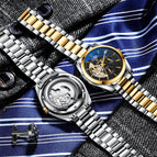 CHENXI Men's Mechanical Watch Waterproof Sun Moon Star Automatic Skeleton Watch Men's Mechanical Watch CX-8801