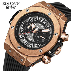 KIMSDUN Watch Men's Fashion Silicone Automatic Skeleton Mechanical men's casual Watch K-523A