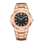 PINTIME 1520Full Steel Mens Watches Top Brand Luxury Gold Casual Quartz Male Wristwatch Waterproof Military Watch Men Calendar Clock
